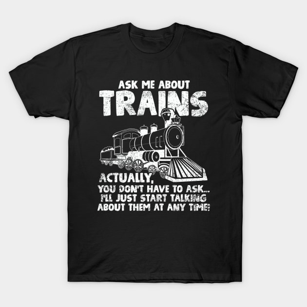 Trains Locomotive Railroad Trainspotter Vintage T-Shirt by CreativeGiftShop